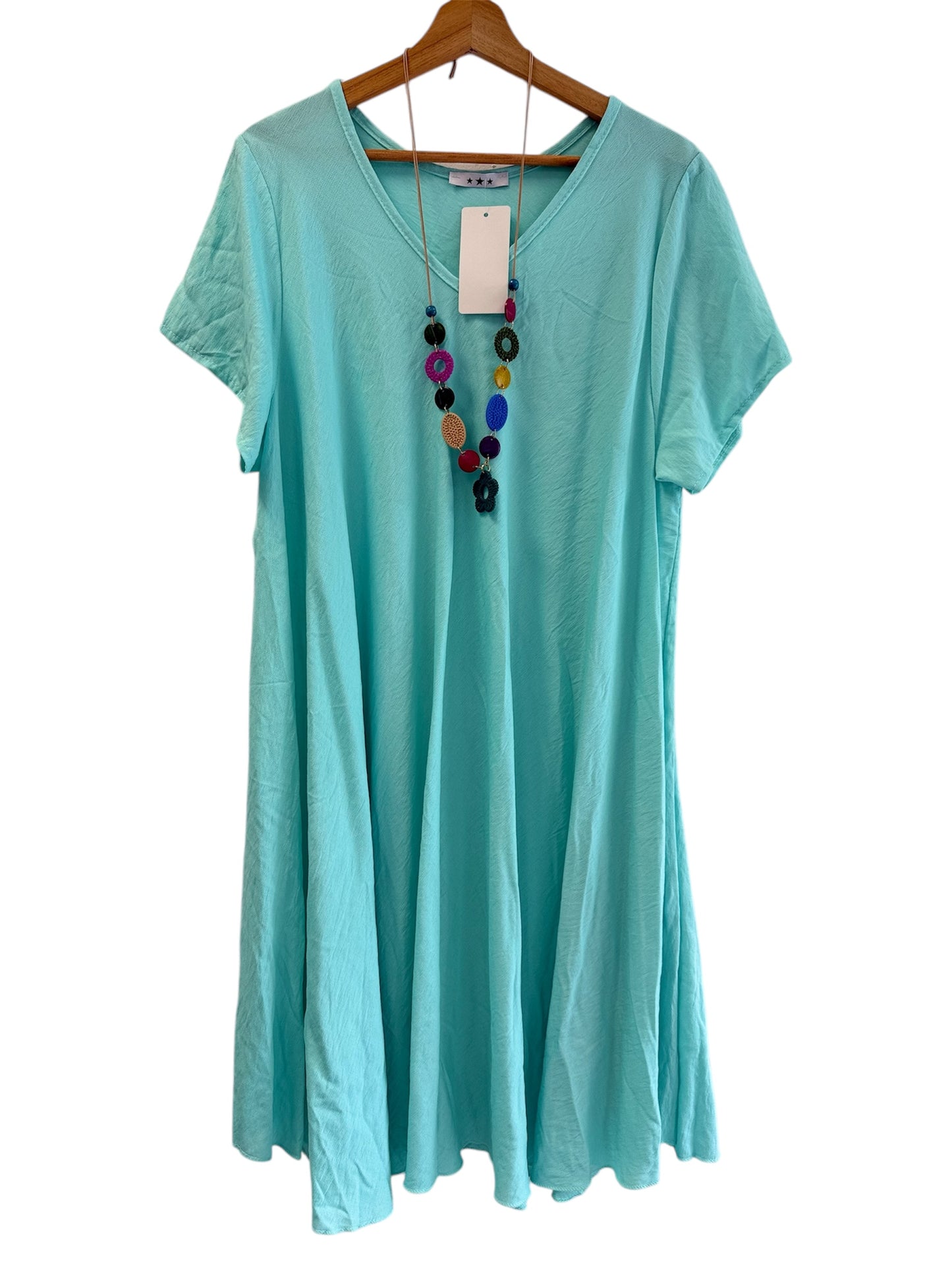 Elara – A-Linien-Kleid mit V-Ausschnitt & Kette