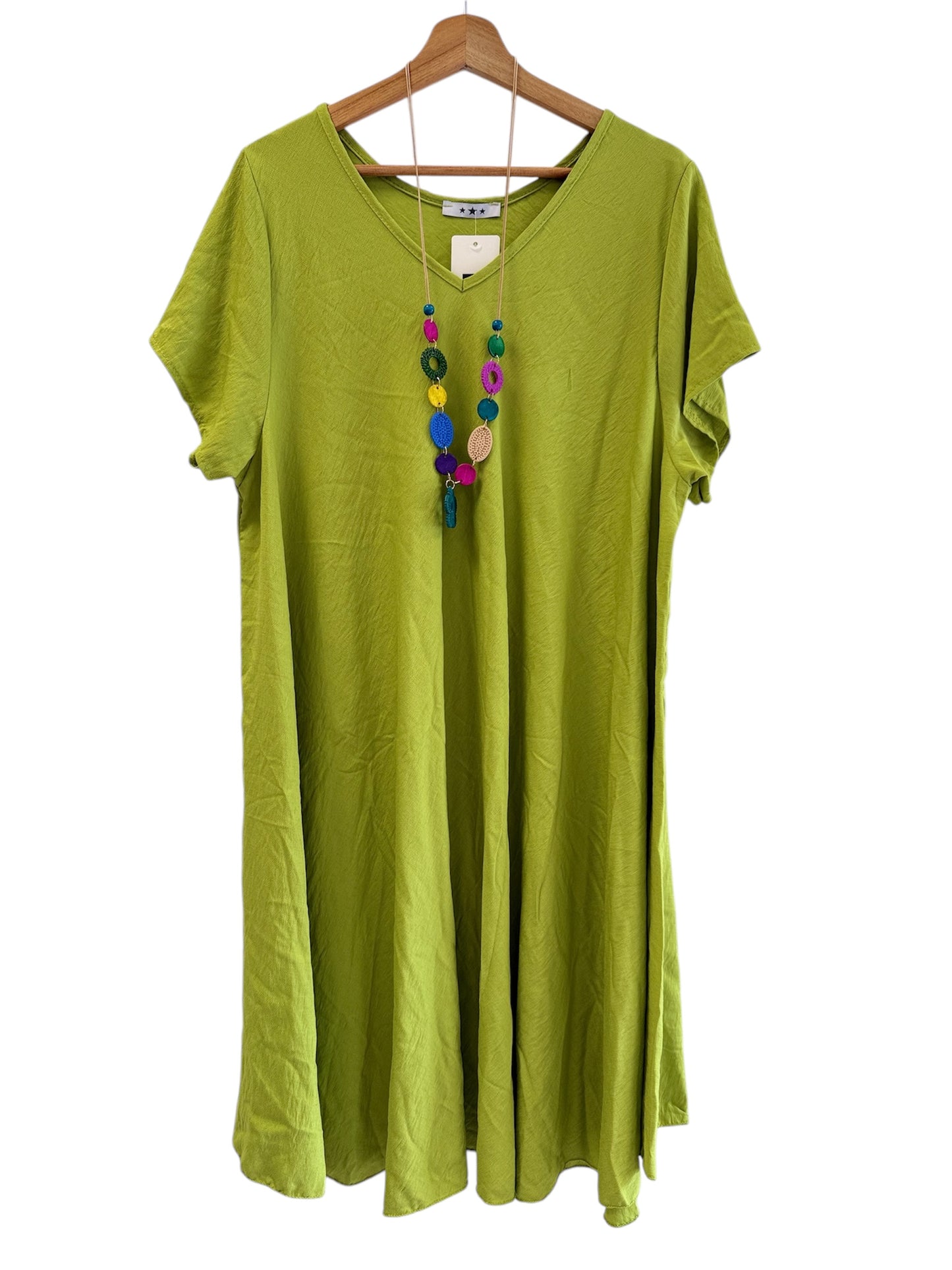 Elara – A-Linien-Kleid mit V-Ausschnitt & Kette
