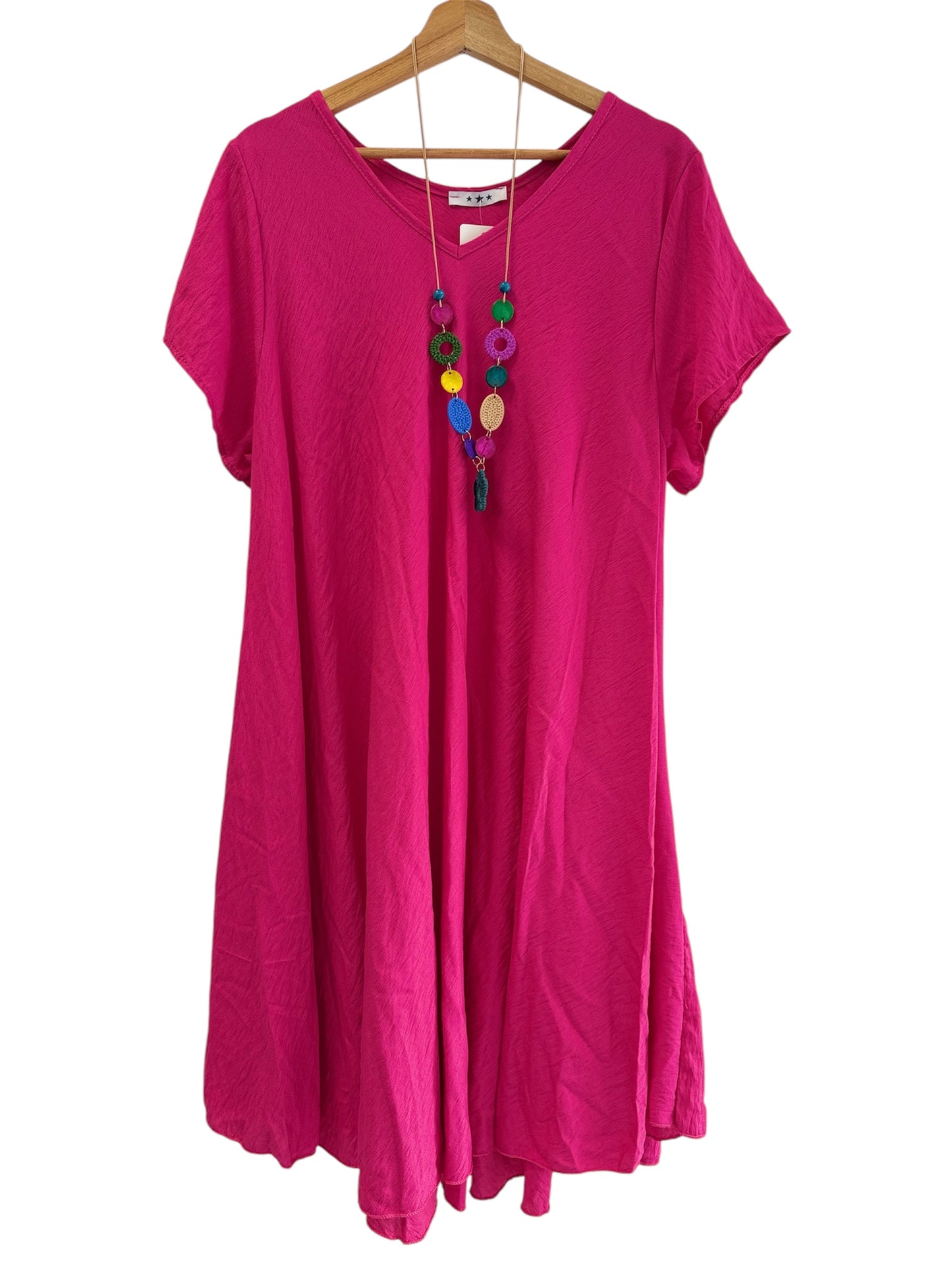 Elara – A-Linien-Kleid mit V-Ausschnitt & Kette