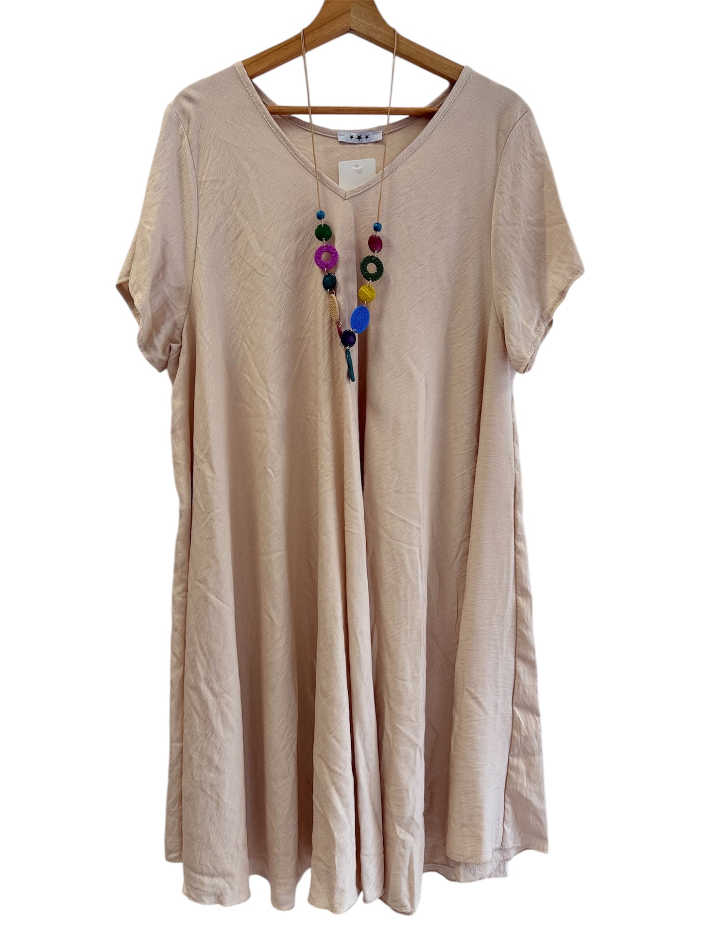 Elara – A-Linien-Kleid mit V-Ausschnitt & Kette