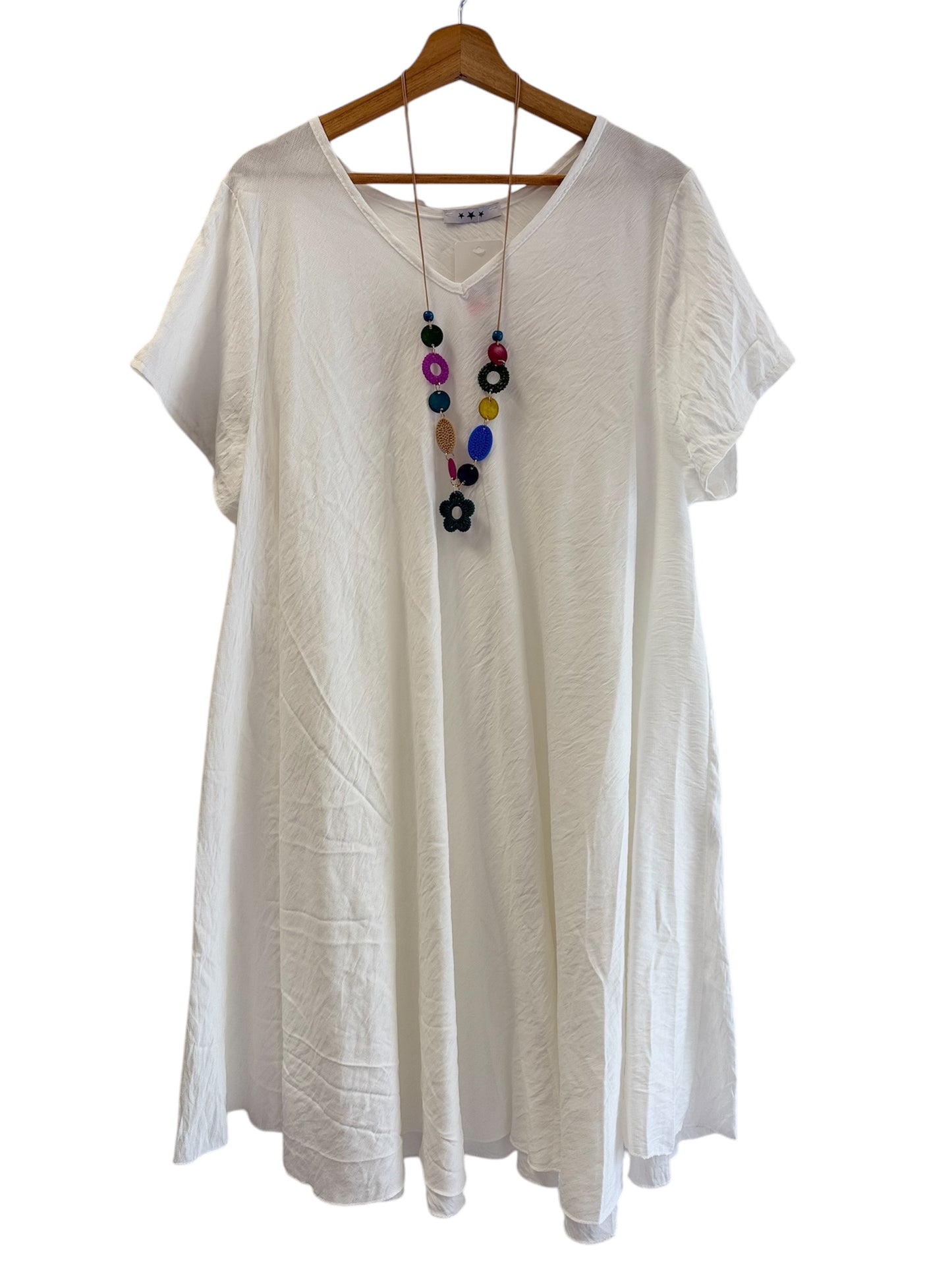Elara – A-Linien-Kleid mit V-Ausschnitt & Kette